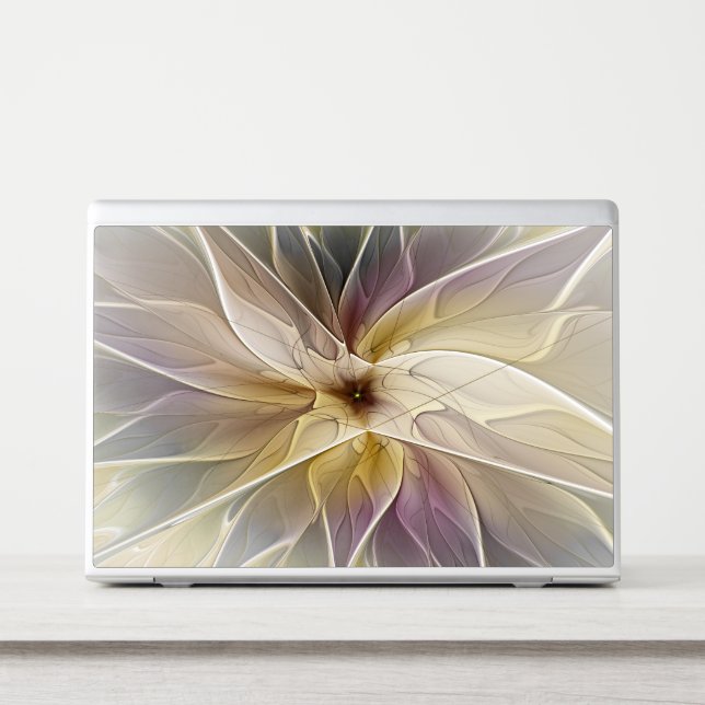 Floral Fantasy Gold Aubergine Abstract Fractal Art HP Laptop Skin (Front)