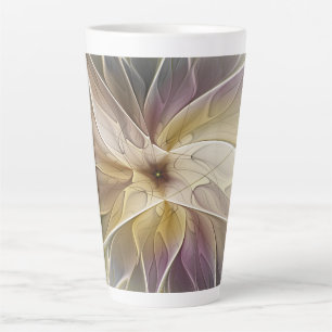 Floral Fantasy Gold Aubergine Abstract Fractal Art Latte Mug