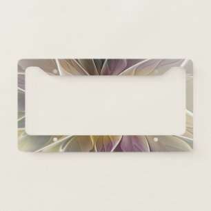 Floral Fantasy Gold Aubergine Abstract Fractal Art License Plate Frame