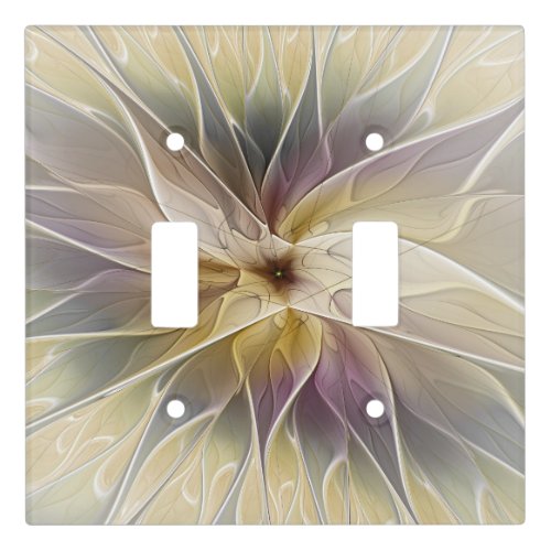 Floral Fantasy Gold Aubergine Abstract Fractal Art Light Switch Cover