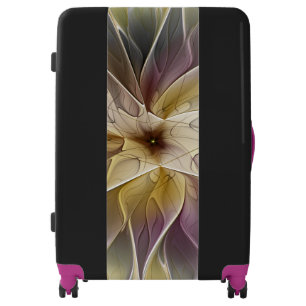 Floral Fantasy Gold Aubergine Abstract Fractal Art Luggage