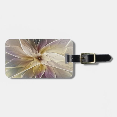 Floral Fantasy Gold Aubergine Abstract Fractal Art Luggage Tag