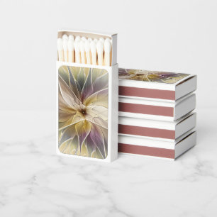 Floral Fantasy Gold Aubergine Abstract Fractal Art Matchboxes