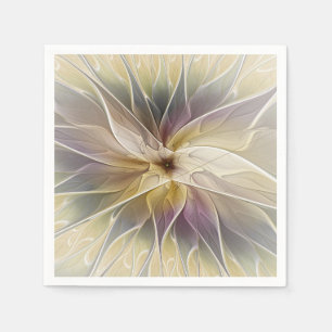 Floral Fantasy Gold Aubergine Abstract Fractal Art Napkins