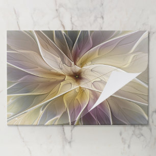 Floral Fantasy Gold Aubergine Abstract Fractal Art Paper Pad