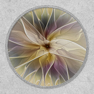 Floral Fantasy Gold Aubergine Abstract Fractal Art Patch