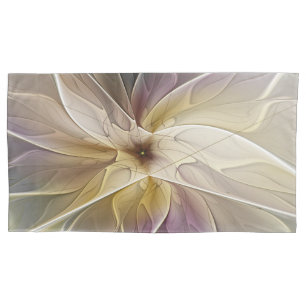 Floral Fantasy Gold Aubergine Abstract Fractal Art Pillow Case