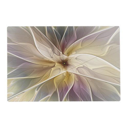 Floral Fantasy Gold Aubergine Abstract Fractal Art Placemat