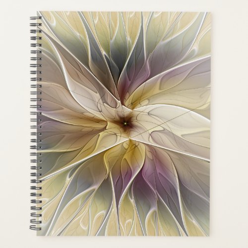 Floral Fantasy Gold Aubergine Abstract Fractal Art Planner