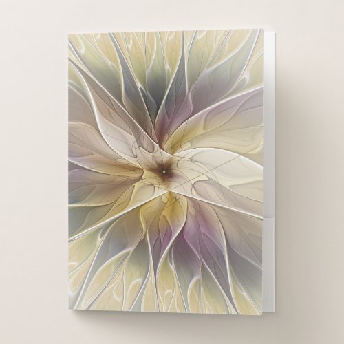 Floral Fantasy Gold Aubergine Abstract Fractal Art Pocket Folder