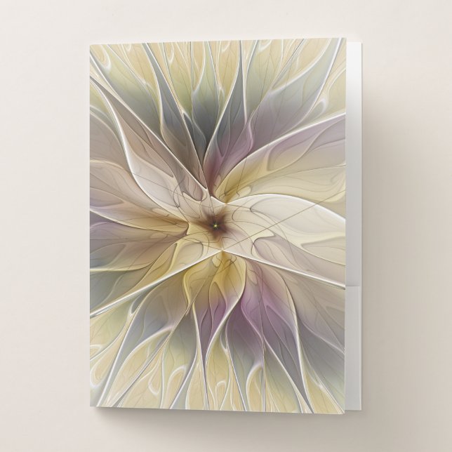 Floral Fantasy Gold Aubergine Abstract Fractal Art Pocket Folder (Front)