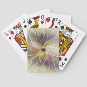 Floral Fantasy Gold Aubergine Abstract Fractal Art Poker Cards