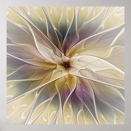 Floral Fantasy Gold Aubergine Abstract Fractal Art Poster