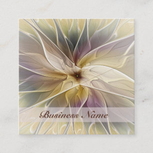Floral Fantasy Gold Aubergine Abstract Fractal Art Square Business Card