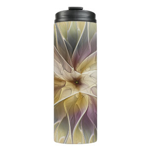 Floral Fantasy Gold Aubergine Abstract Fractal Art Thermal Tumbler