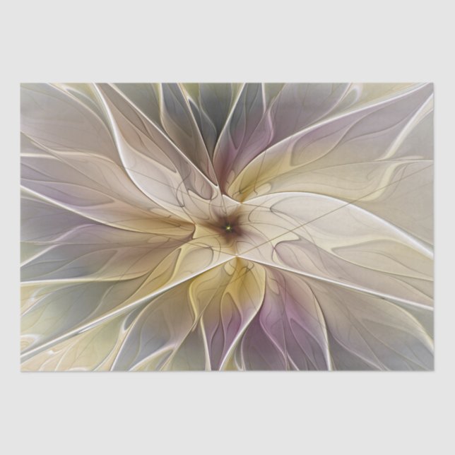 Floral Fantasy Gold Aubergine Abstract Fractal Art Tissue Paper (Front)