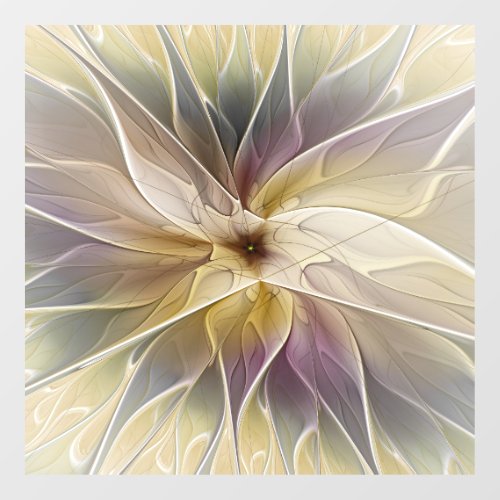 Floral Fantasy Gold Aubergine Abstract Fractal Art Window Cling