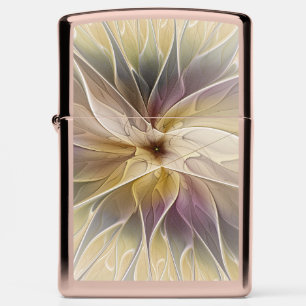 Floral Fantasy Gold Aubergine Abstract Fractal Art Zippo Lighter