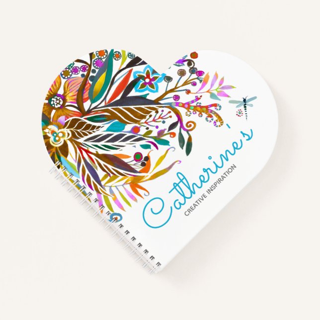 Floral Fantasy Heart Shaped Notebook (Front)
