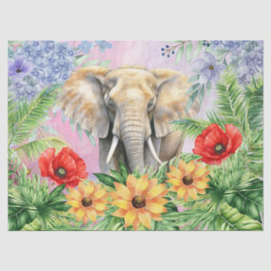 Floral Fantasy Jungle Elephant Decoupage Tissue Paper