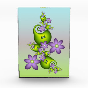 Floral Fantasy Lilac Flowers Green Shapes Fractal Acrylic Award