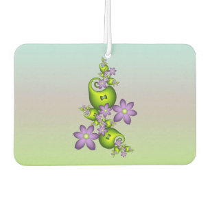 Floral Fantasy Lilac Flowers Green Shapes Fractal Air Freshener