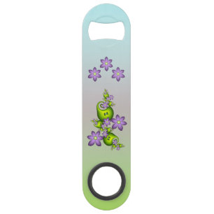 Floral Fantasy Lilac Flowers Green Shapes Fractal Bar Key