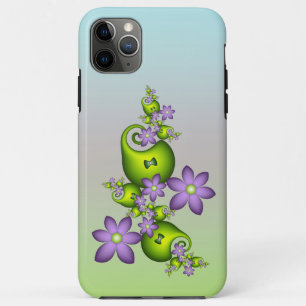 Floral Fantasy Lilac Flowers Green Shapes Fractal iPhone 11 Pro Max Case