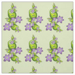 Floral Fantasy Lilac Flowers Green Shapes Fractal Fabric