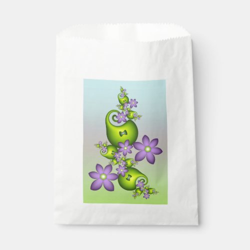 Floral Fantasy Lilac Flowers Green Shapes Fractal Favor Bag