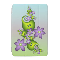 Floral Fantasy Lilac Flowers Green Shapes Fractal iPad Mini Cover