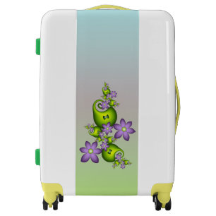 Floral Fantasy Lilac Flowers Green Shapes Fractal Luggage