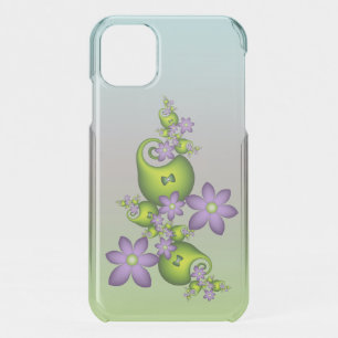 Floral Fantasy Lilac Flowers Green Shapes Fractal iPhone 11 Case