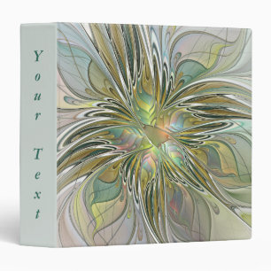 Floral Fantasy Modern Art Flower With Gold Text 3 Ring Binder