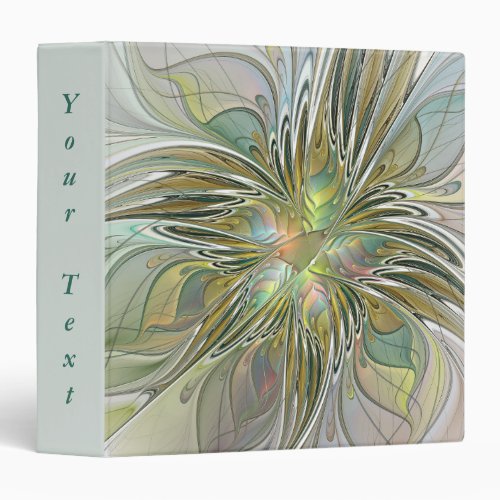 Floral Fantasy Modern Art Flower With Gold Text 3 Ring Binder