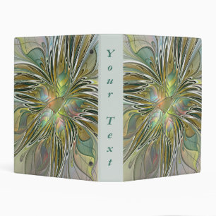 Floral Fantasy Modern Art Flower With Gold Text Mini Binder