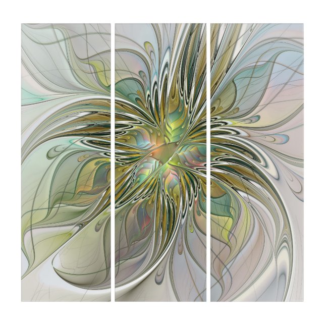 Floral Fantasy Modern Flower With Gold Triptych (Front)