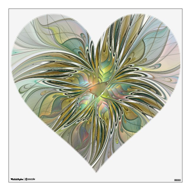 Floral Fantasy Modern Fractal Art Flower Heart Wall Decal (Front)