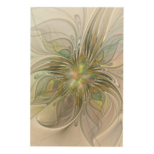 Floral Fantasy Modern Fractal Art Flower With Gold