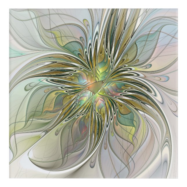 Floral Fantasy Modern Fractal Art Flower With Gold (Front)