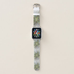Floral Fantasy Modern Fractal Art Flower With Gold Apple Watch Band