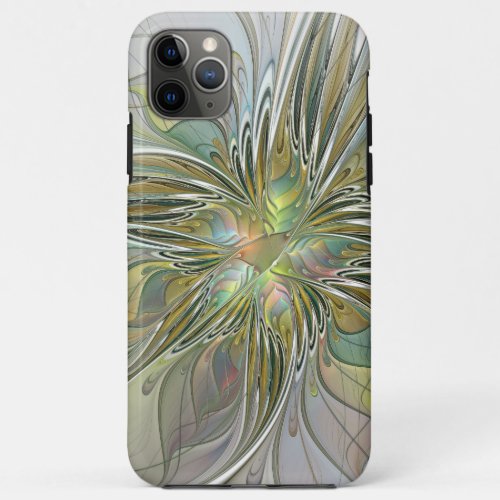 Floral Fantasy Modern Fractal Art Flower With Gold iPhone 11 Pro Max Case