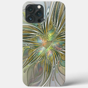 Floral Fantasy Modern Fractal Art Flower With Gold iPhone 13 Pro Max Case