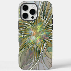 Floral Fantasy Modern Fractal Art Flower With Gold iPhone 16 Pro Max Case