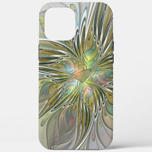 Floral Fantasy Modern Fractal Art Flower With Gold iPhone 12 Pro Max Case