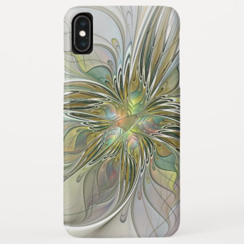 Floral Fantasy Modern Fractal Art Flower With Gold iPhone XS Max Case