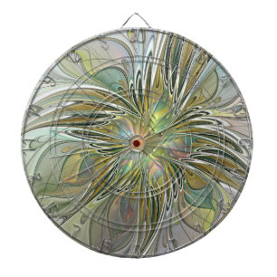Floral Fantasy Modern Fractal Art Flower With Gold Dart Board