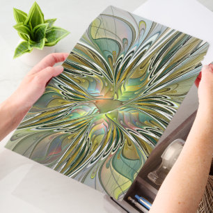Floral Fantasy Modern Fractal Art Flower With Gold Envelope Mailers