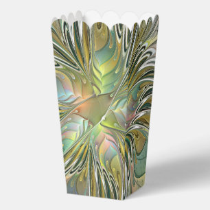 Floral Fantasy Modern Fractal Art Flower With Gold Favor Boxes