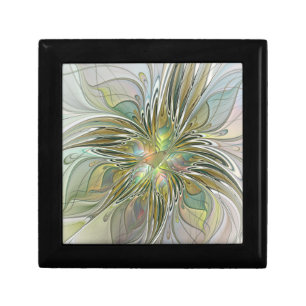 Floral Fantasy Modern Fractal Art Flower With Gold Gift Box